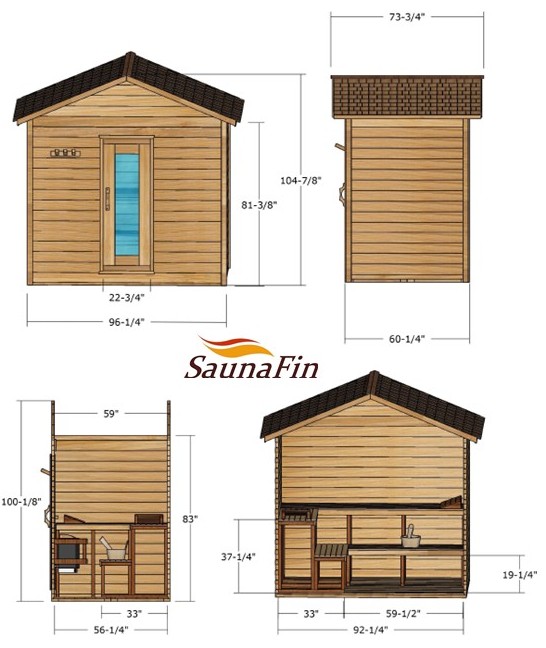 outdoor cabin sauna layout 5x8