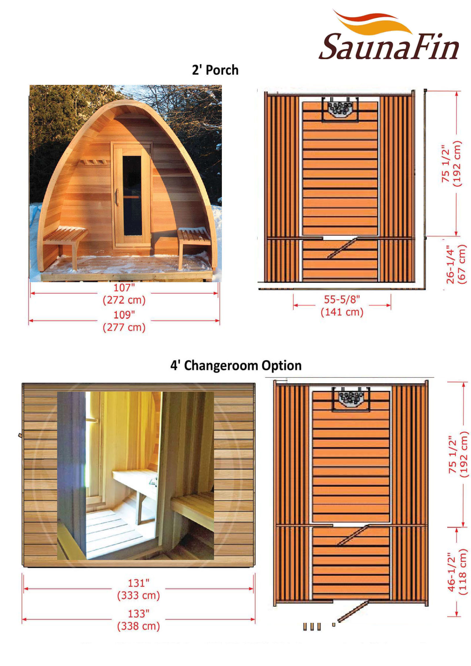 cedar pod sauna porch option
