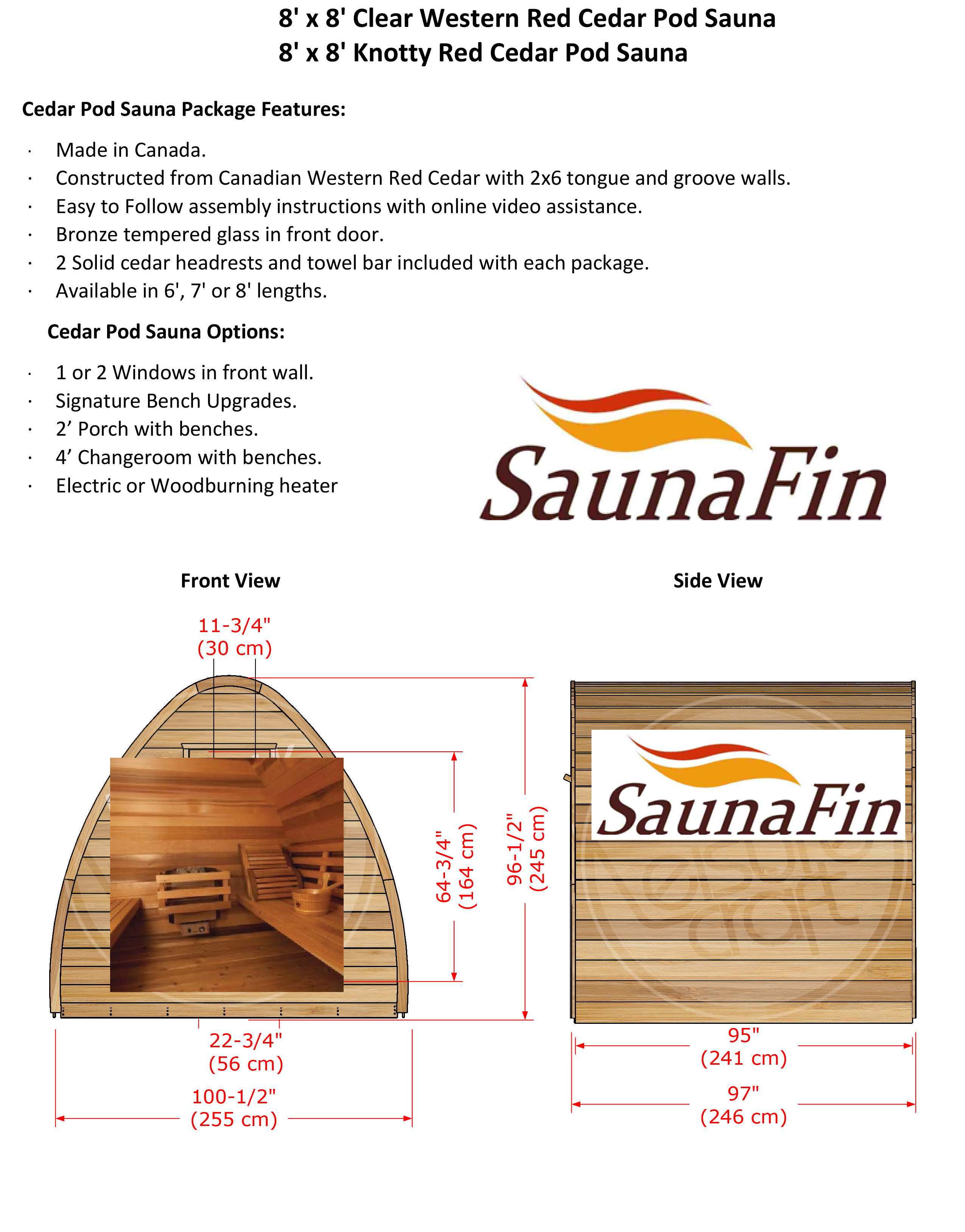 cedar pod sauna layout details