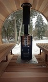 Harvia M3 - Glass door, view fire. Chimney pipe out the Top
