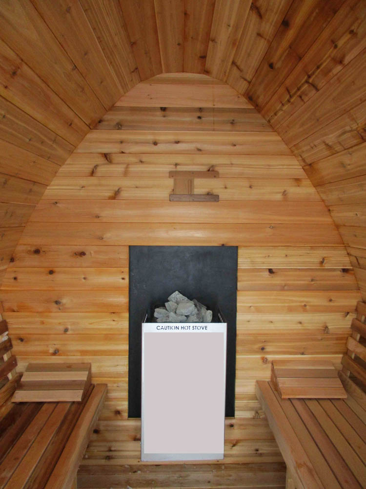 Knotty Wood POD Sauna with Sauna Wood Stove