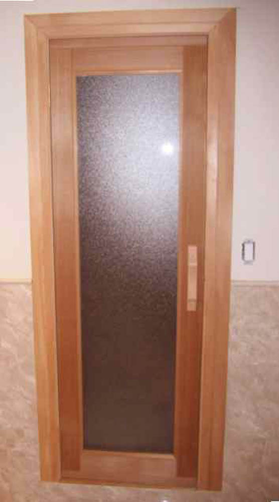 Obscure glass indoor sauna door