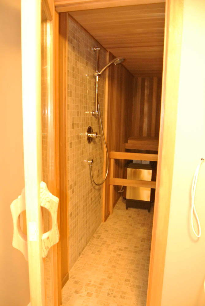 Shower in home sauna