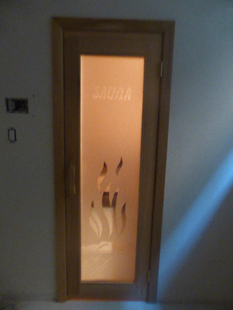 Home sauna designer door installed