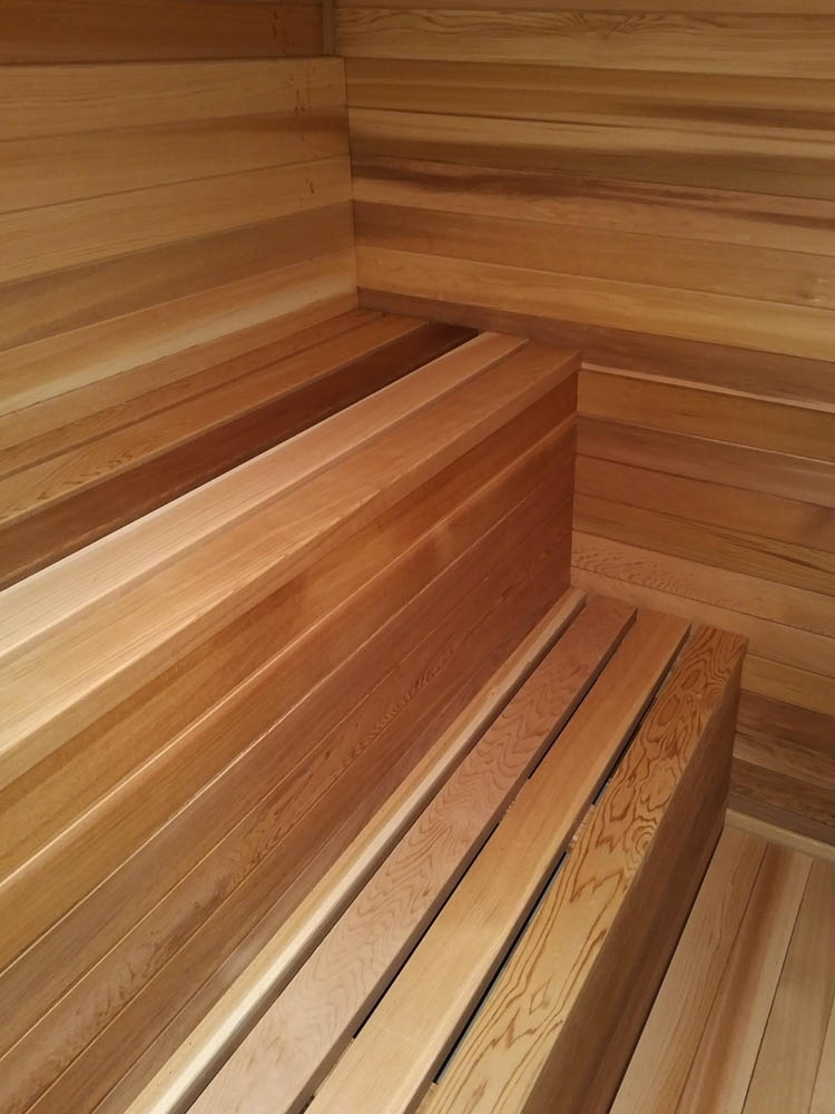 Sauna bench with sauna bench skit