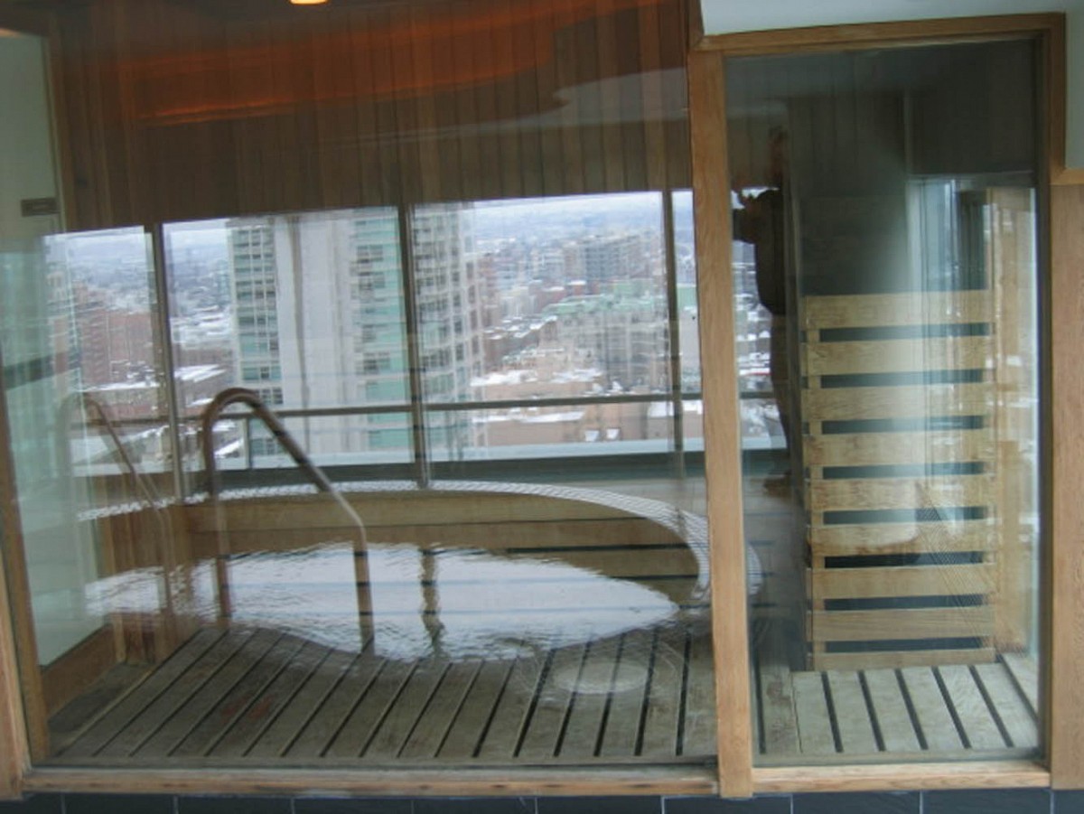 Glass wall indoor sauna