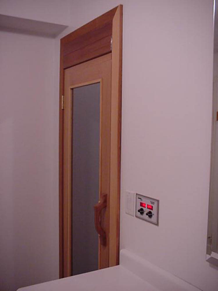 Home sauna door and control pad