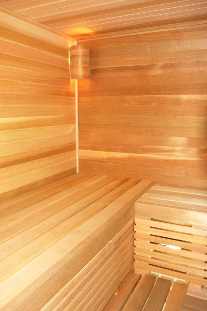 White cedar home sauna