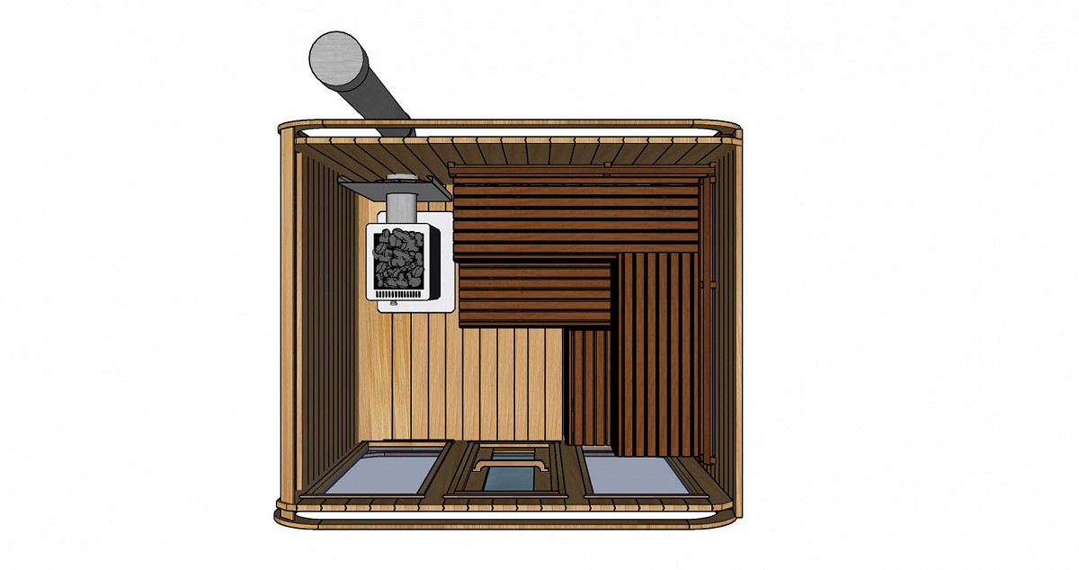 8x7 Luna Sauna with Harvia Electric Sauna Stove