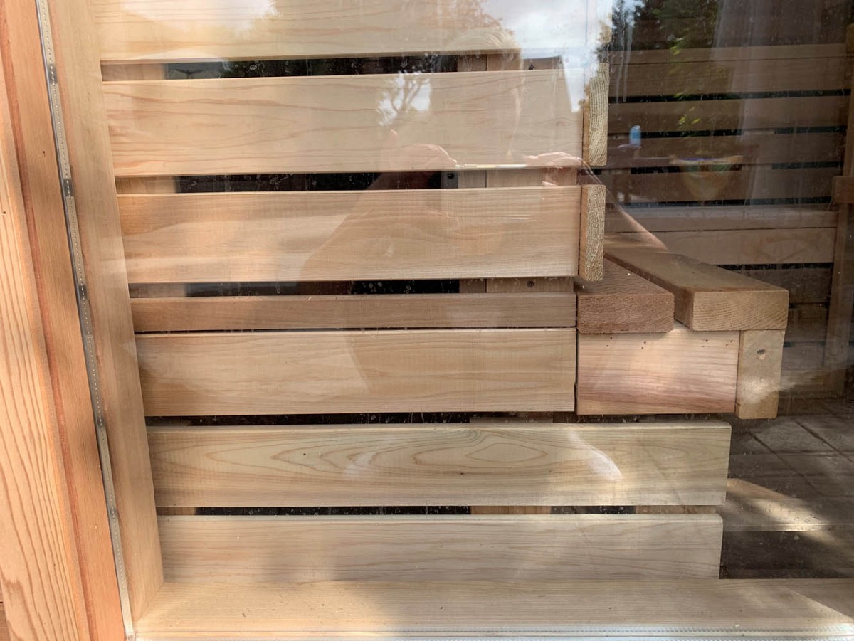 Cedar sauna bench