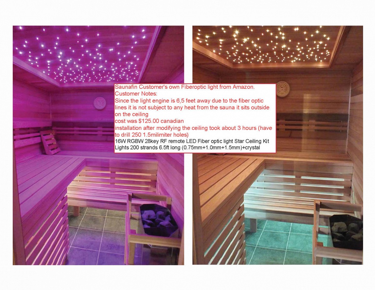 Fiberoptic lights in home sauna
