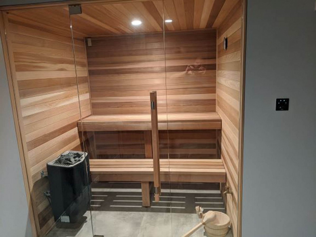 Frameless glass long door handle for sauna and Tylo Plus-B sauna heater