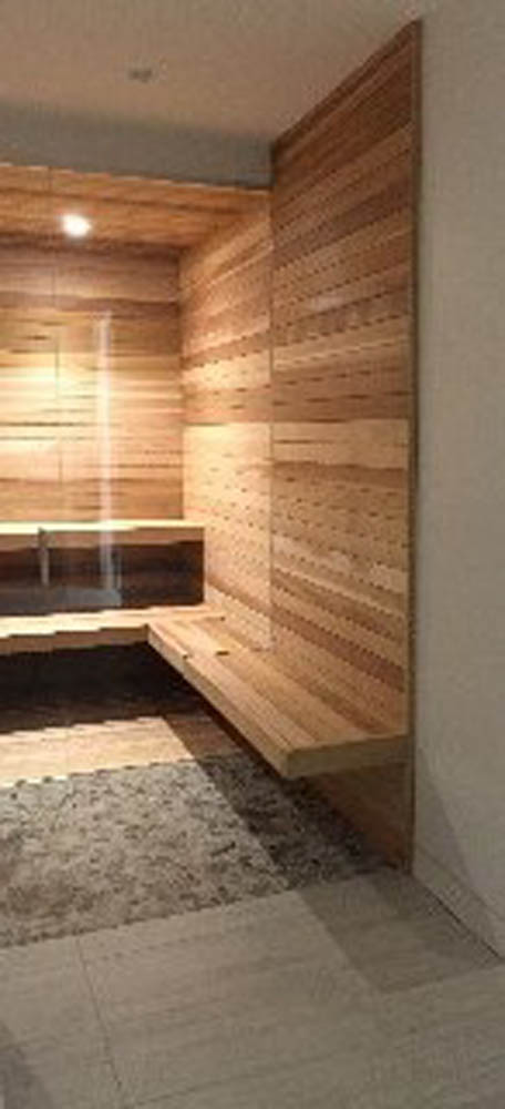 Glass wall home sauna