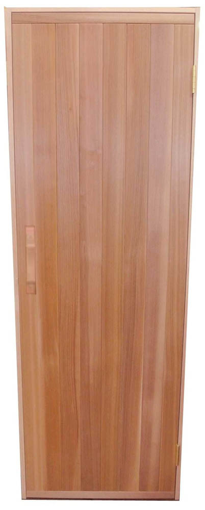 Indoor cedar sauna door