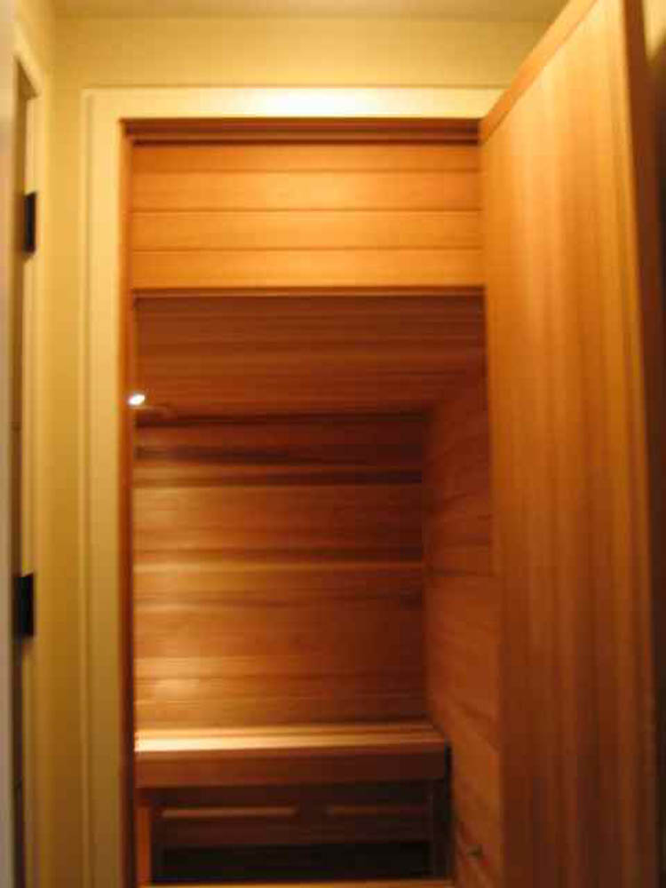 Indoor cedar sauna