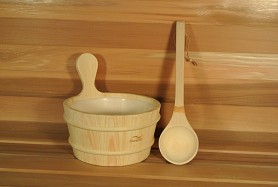 4 Litre (1 gallon) Sauna Bucket With Plastic Insert & Dipper - Cedar