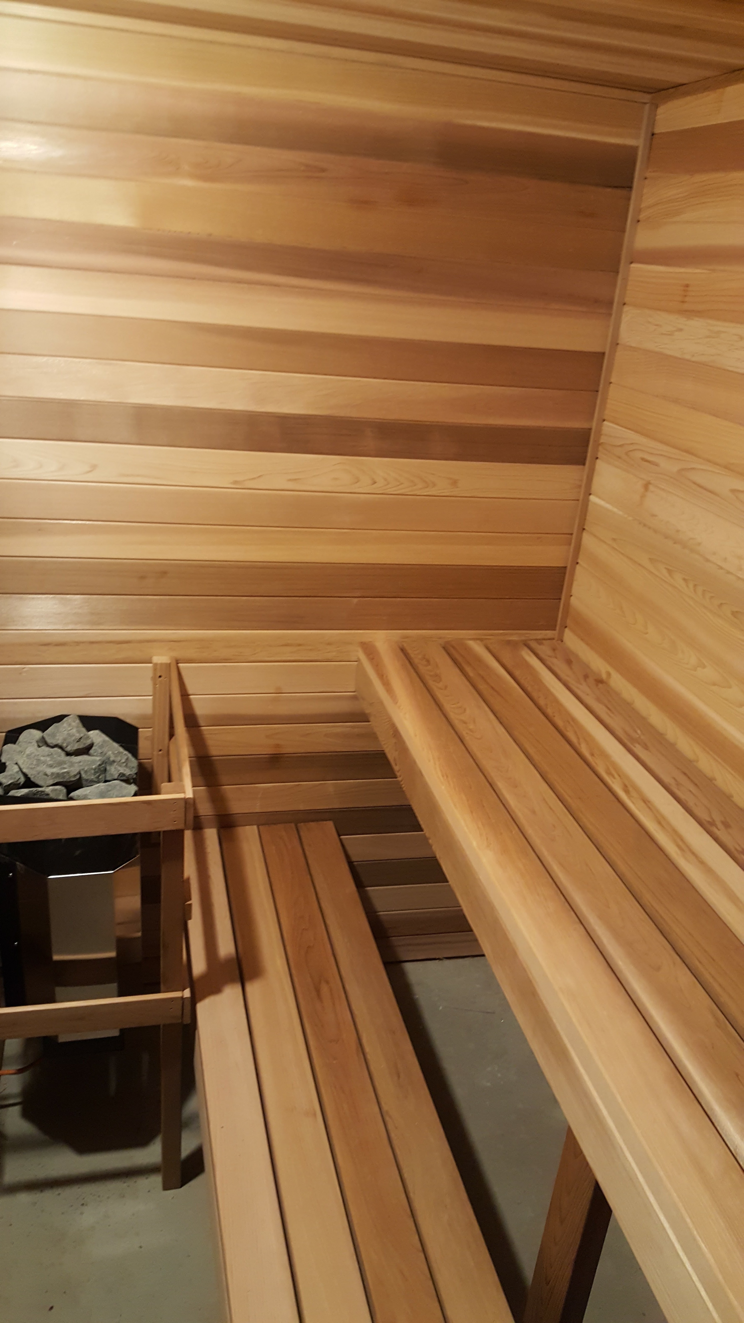 indoor home sauna with electric sauna heater