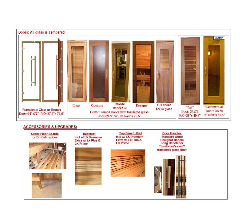 sauna doors and sauna accessories