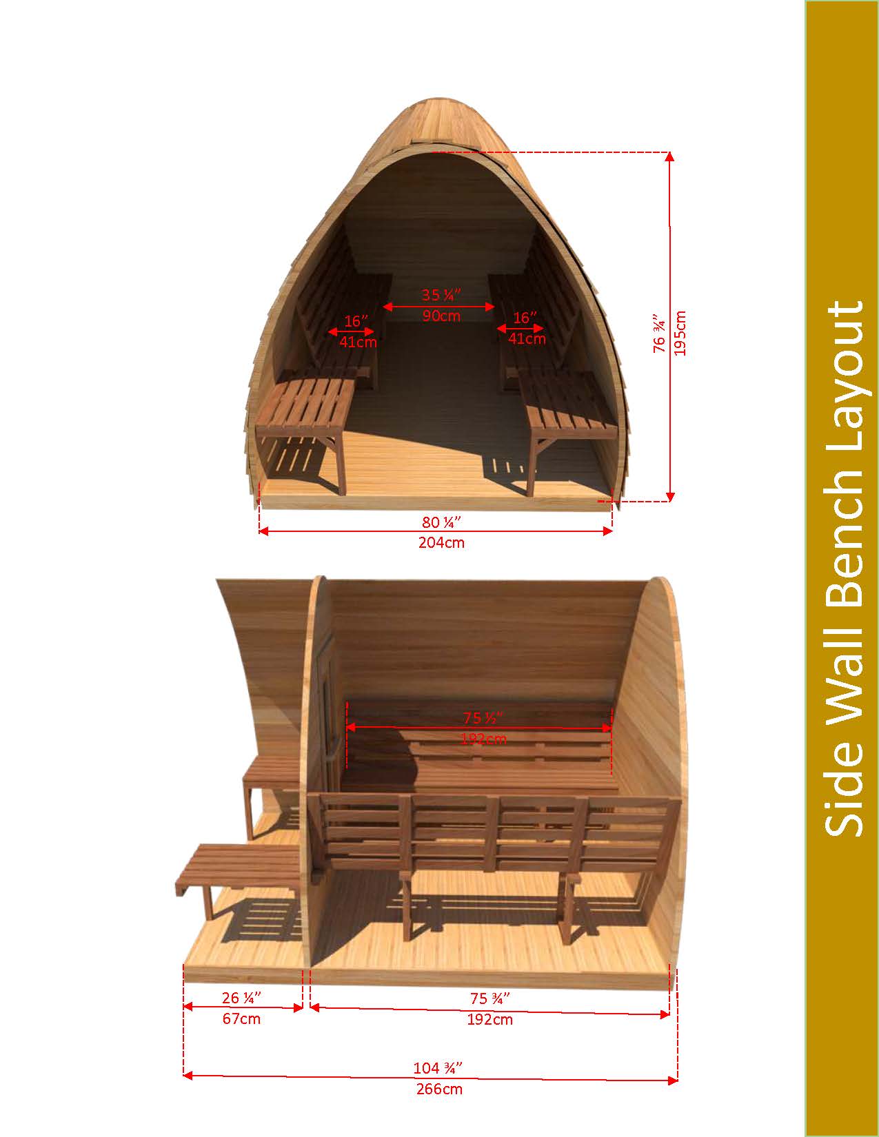 western red cedar mini pod sauna layout