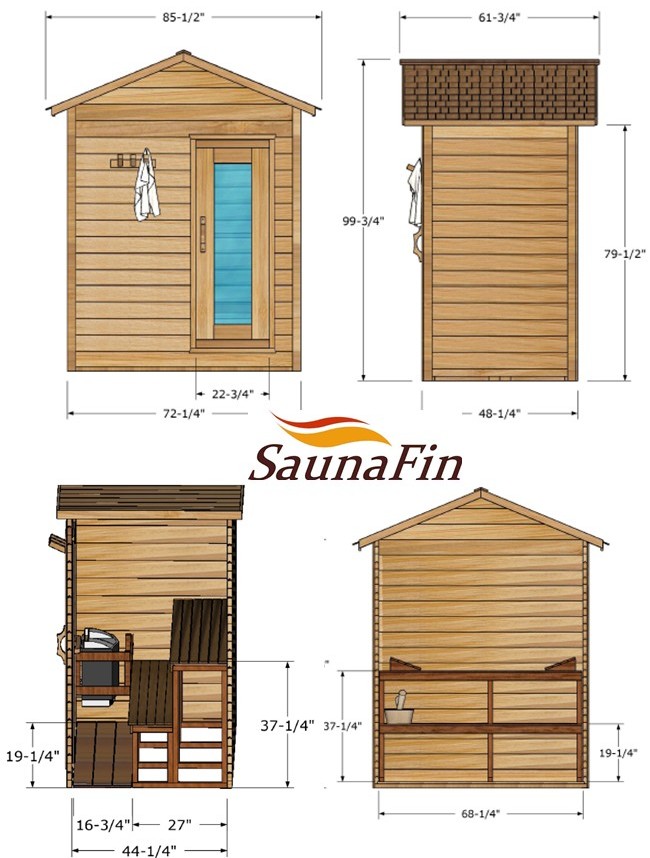 outdoor cabin sauna layout 4x6