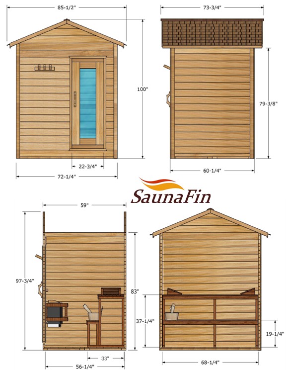 outdoor cabin sauna layout 5x6
