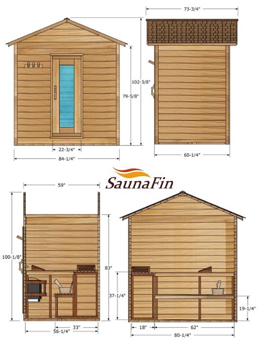 outdoor cabin sauna layout 5x7