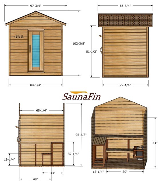 outdoor cabin sauna layout 6x7