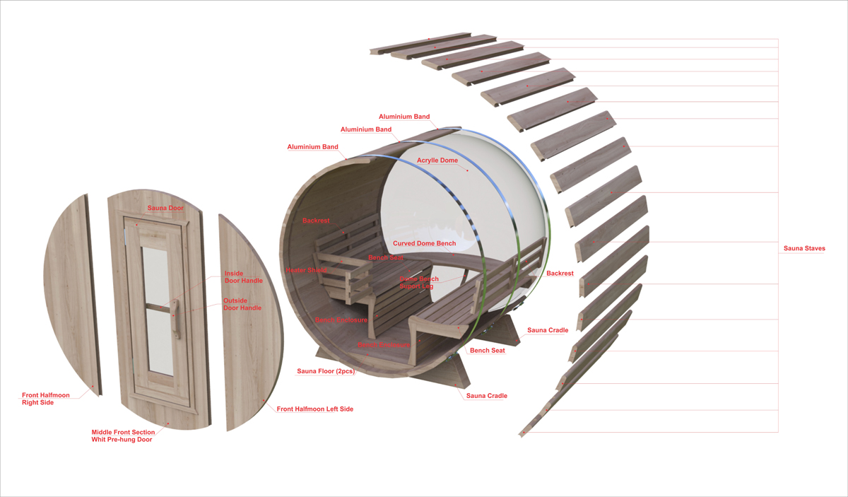 dundalk leisurecraft panoramic view barrel sauna parts