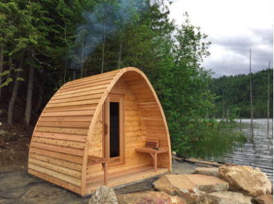 Cedar pod sauna kit tear drop shape by SaunaFin
