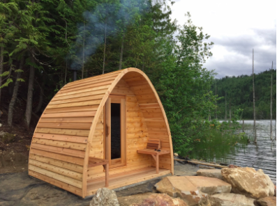 Cedar pod sauna kit tear drop shape by SaunaFin 