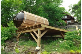 Panoramic barrel sauna by SaunaFin