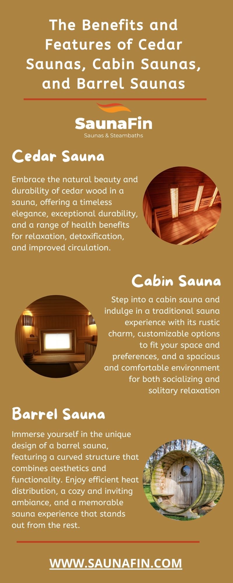 infographic on benefits and features of outdoor saunas