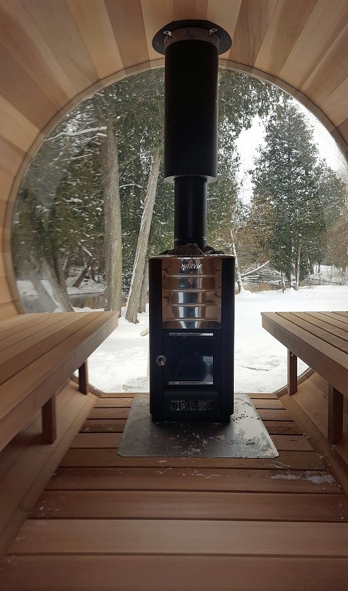 tylo sauna heater in barrel sauna