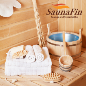 home sauna accessories bucket towel and spoon