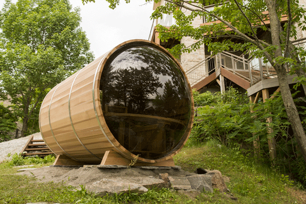 outdoor sauna cedar barrel sauna panoramic view 